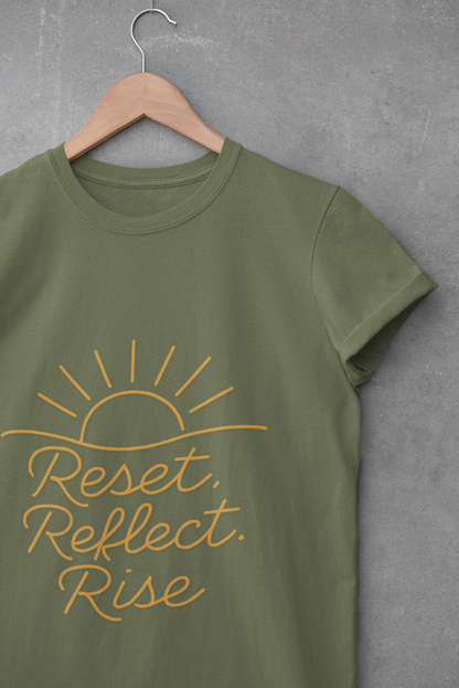 Inspirational Unisex T-Shirt - 'Reset Reflect Rise'